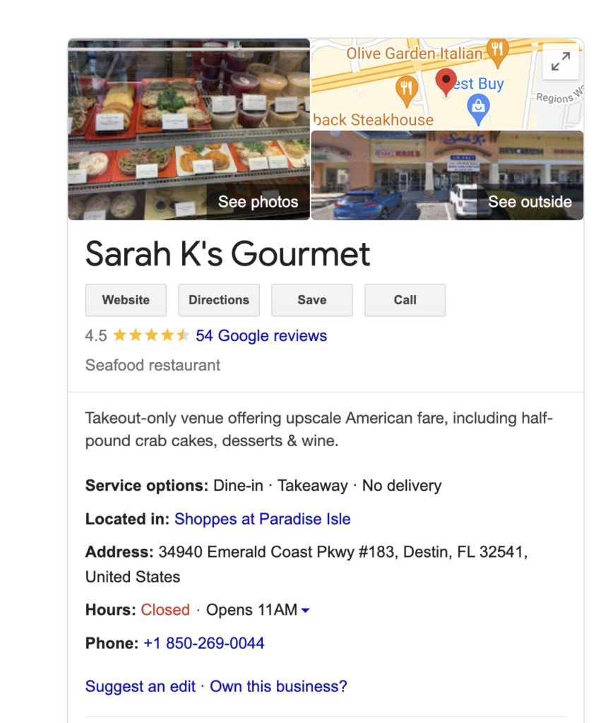 Sarah K's Gourmet in destin florida