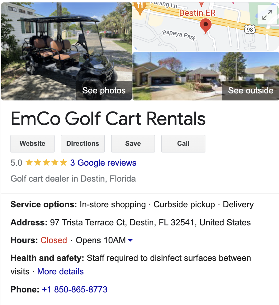 Emco Golf cart rentals Destin Florida