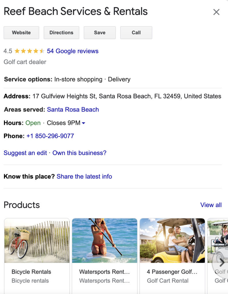 Reef Beach Services and Rentals santa rosa beach