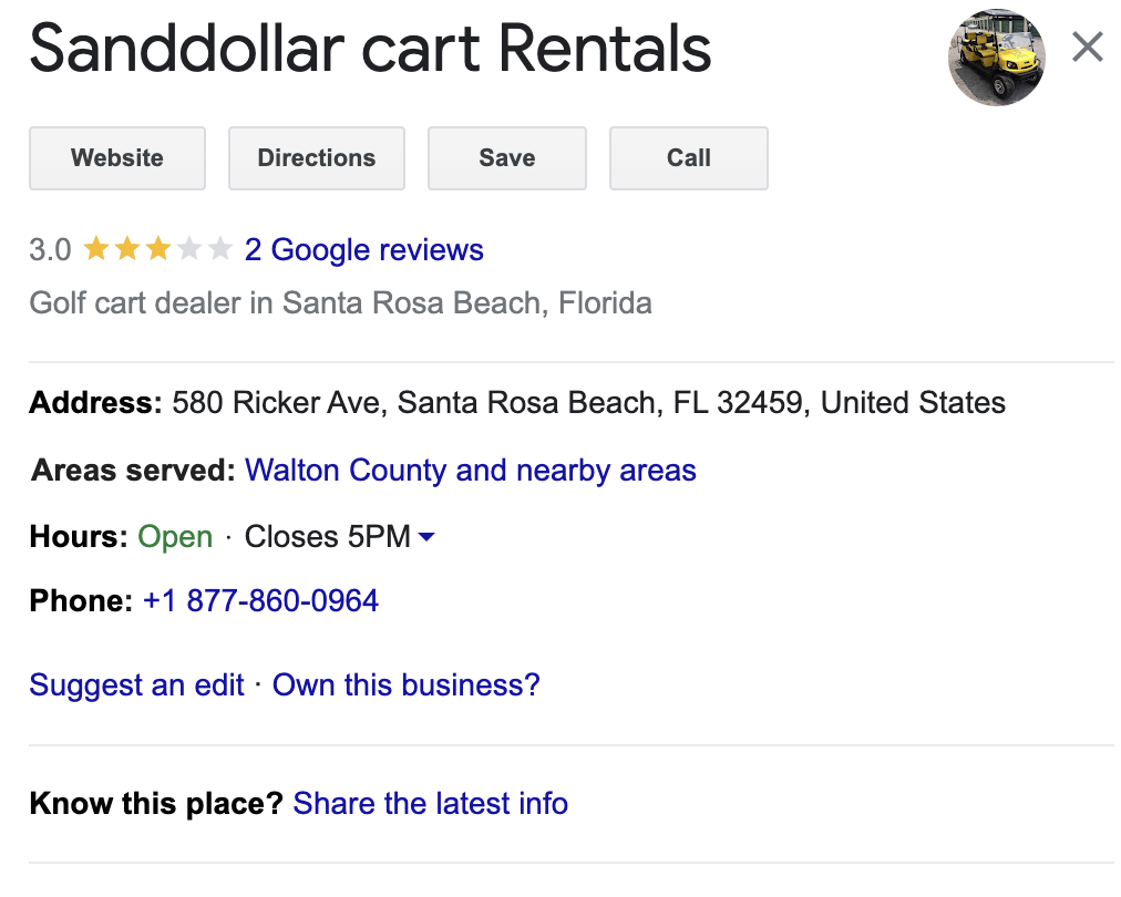 Sanddollar Cart Rentals in santa rosa beach florida