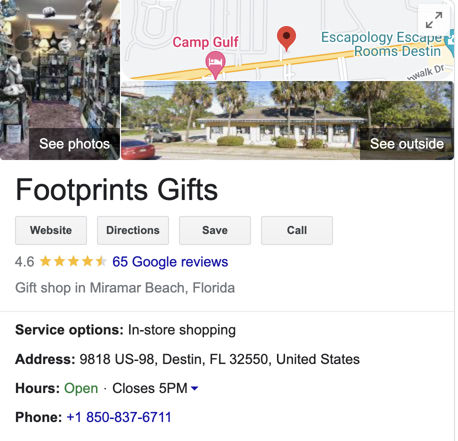 Footprints Gift Shop destin florida