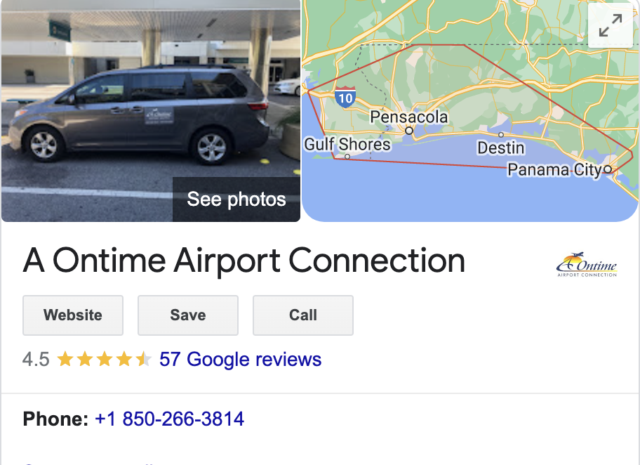A Ontime Airport Connection Pensacola Airport to Destin shuttle taxi
